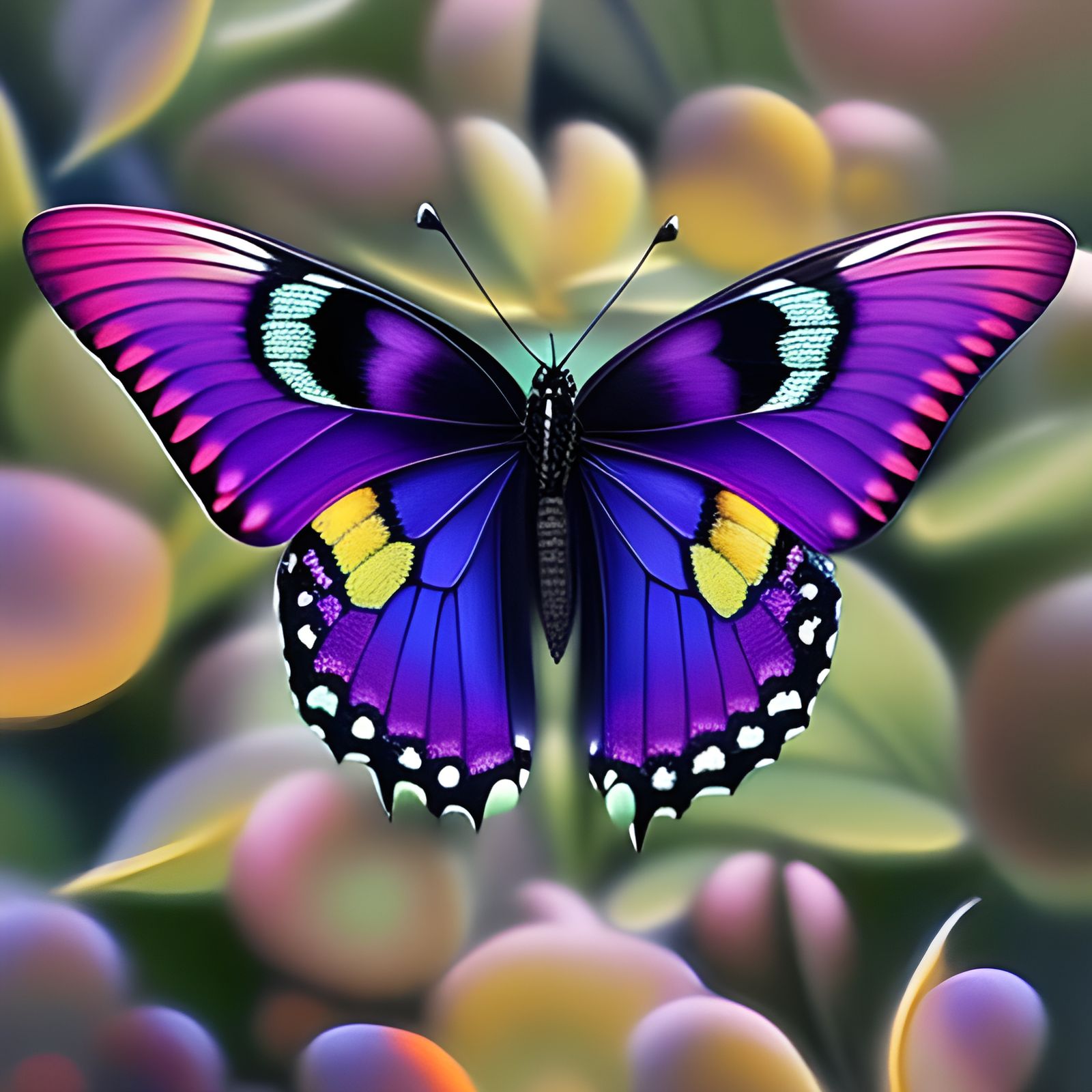 Mystical Butterfly with Eyes: Fantasy Illustration