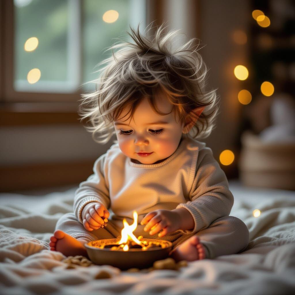 Adorable Emberdragon Troll Portrait with Glowing Embers