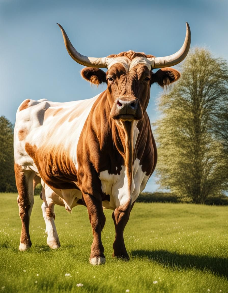 Hereford Bull in Sunny Meadow