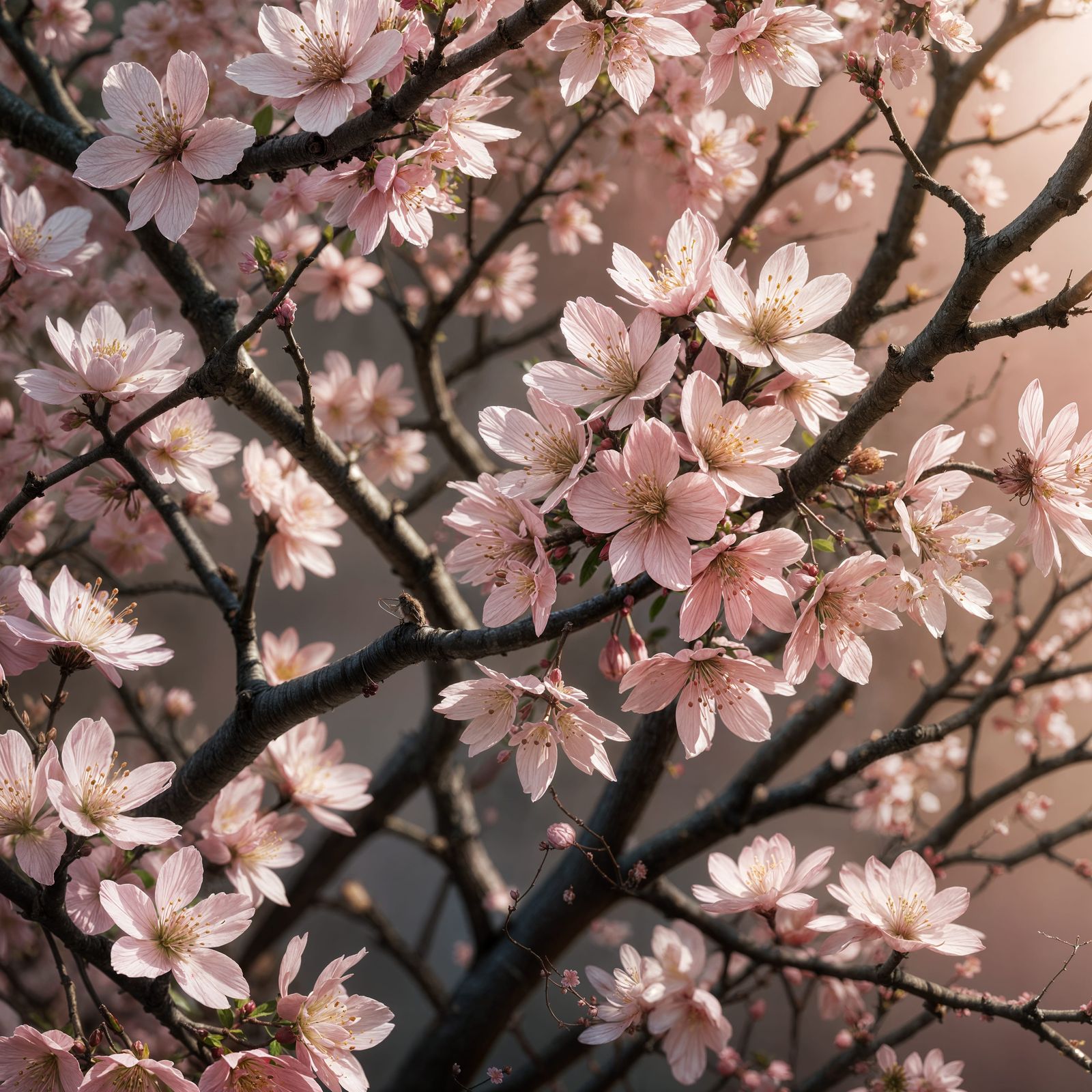 Full Bloom Cherry Blossoms in Matte Painting Style