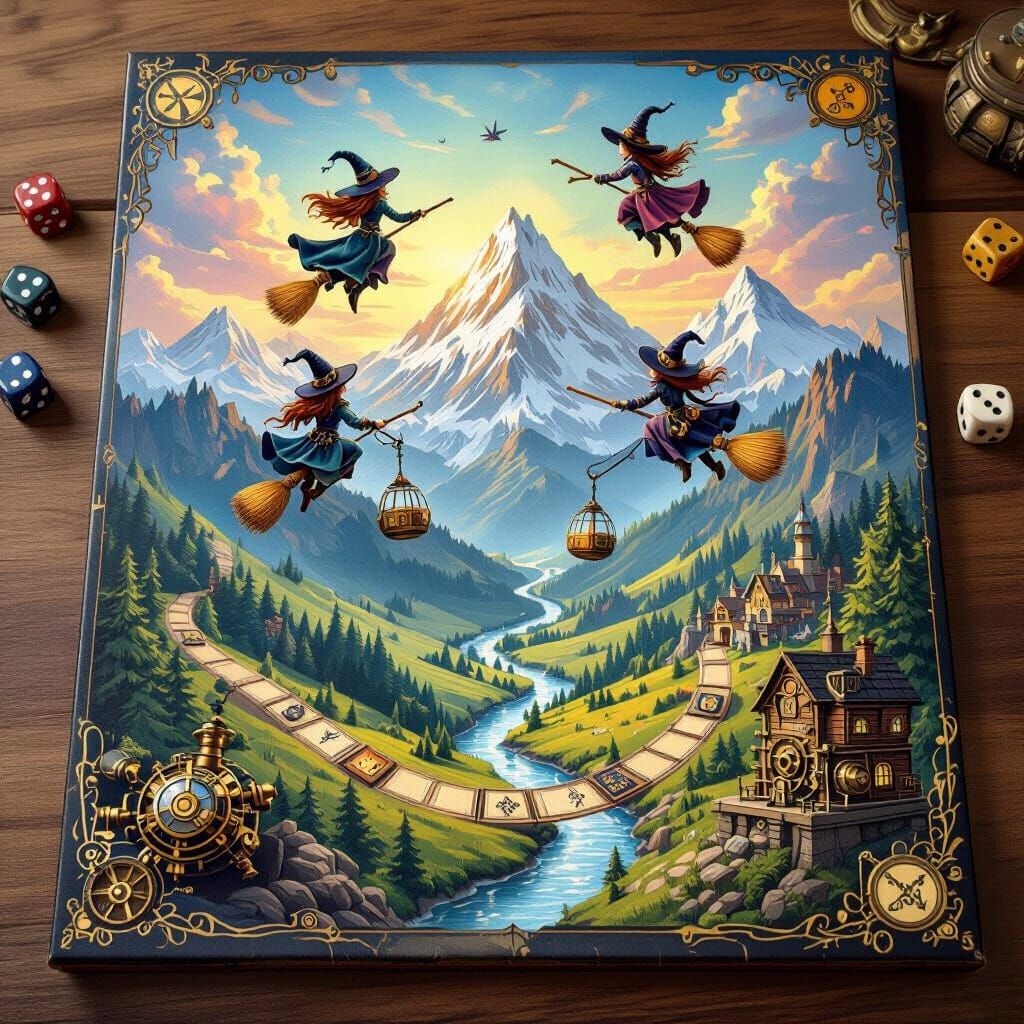 Whimsical Witches Board Game Art