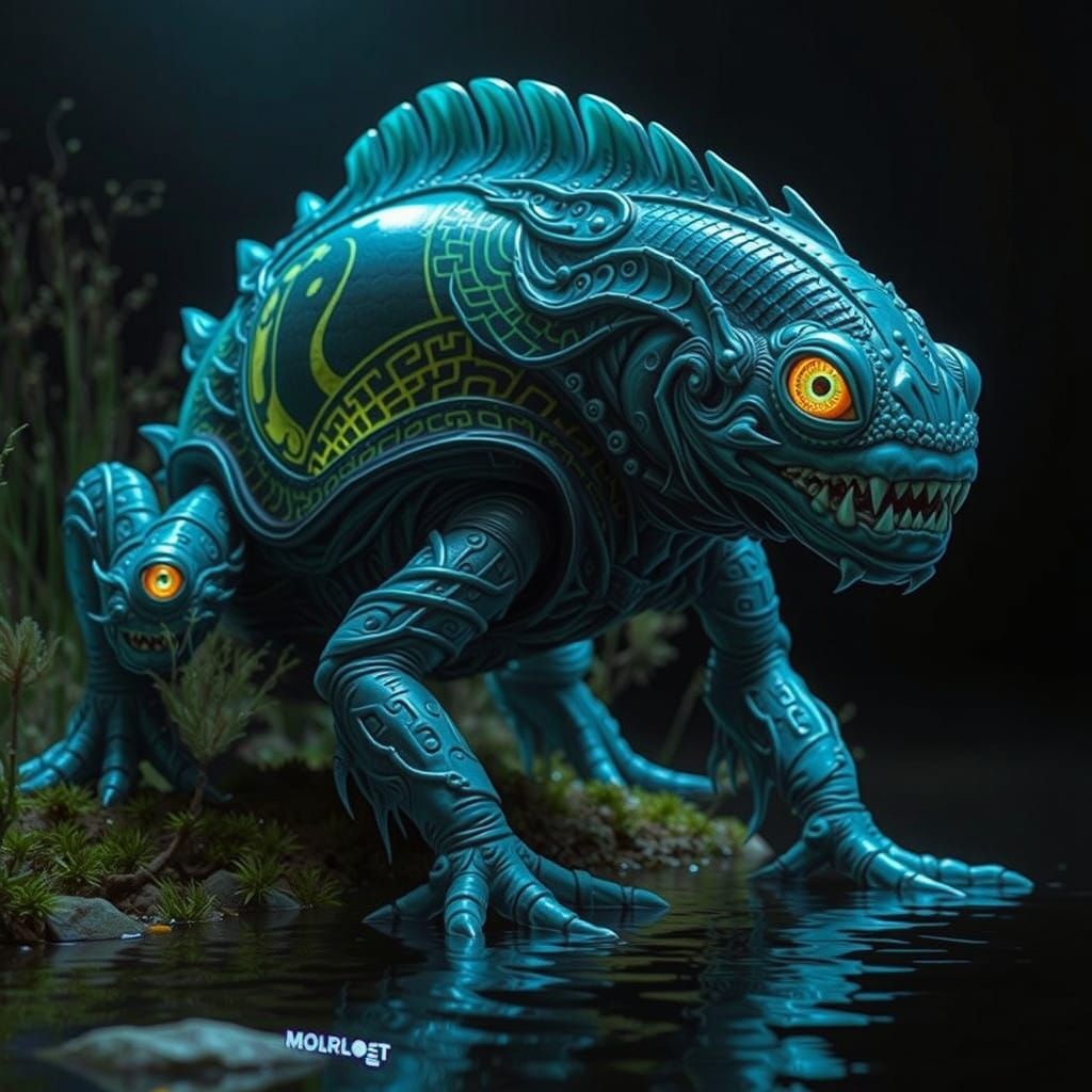 Glowing Aquatic Abomination Emerges from Dark Depths