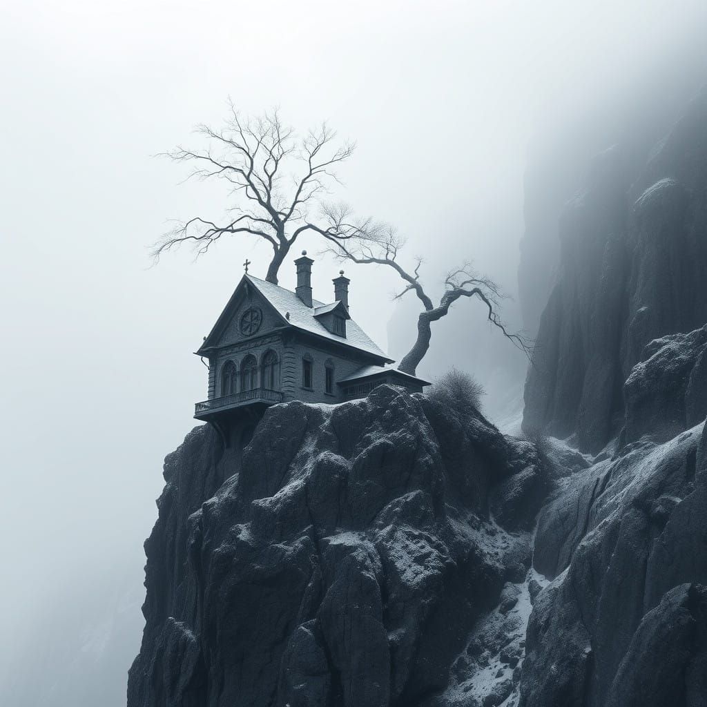 Gothic Stone House Clings to Cliffside