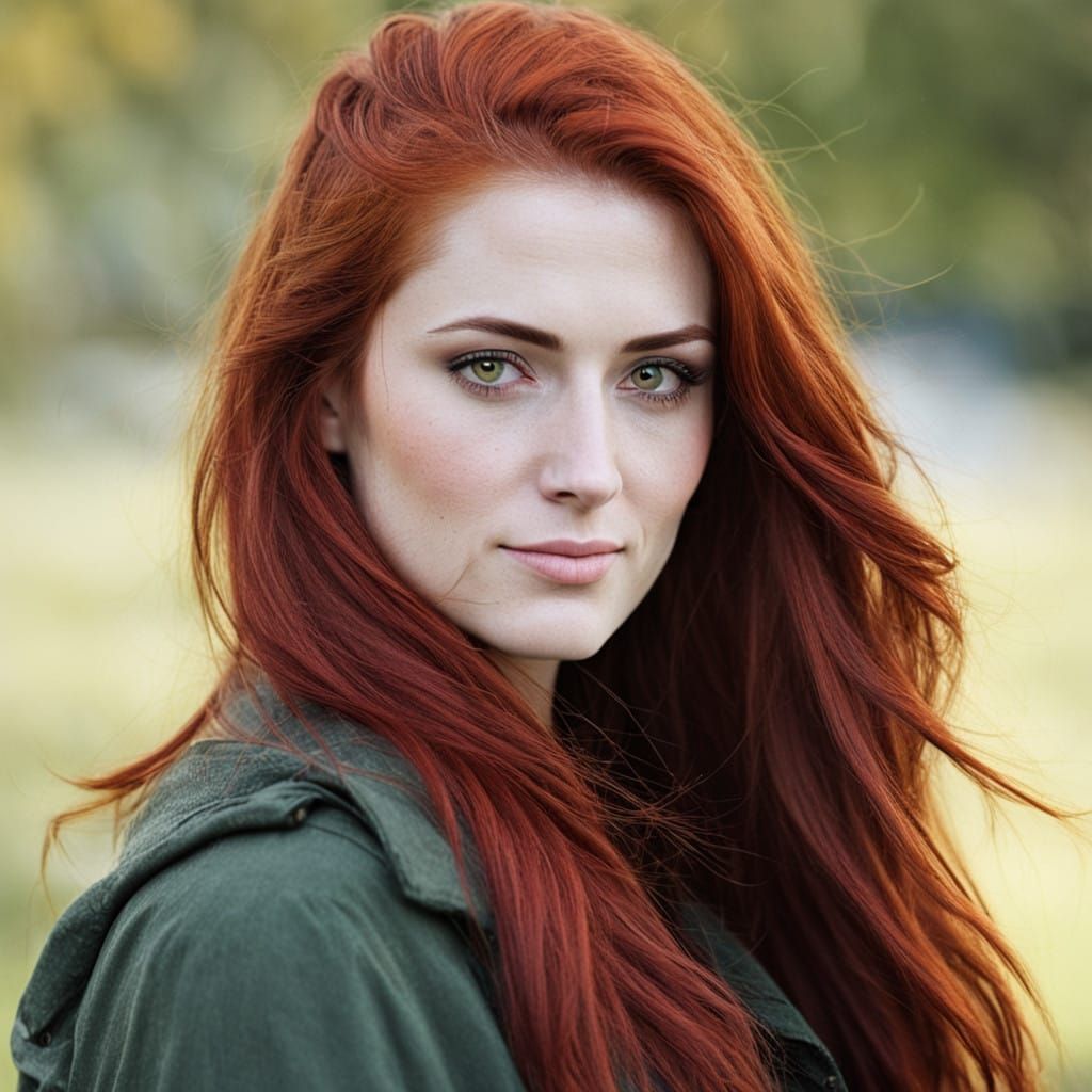 Young Woman with Vibrant Red Hair