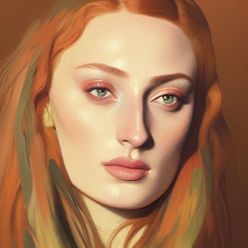 Sophie Turner Portrait in Gauguin Style