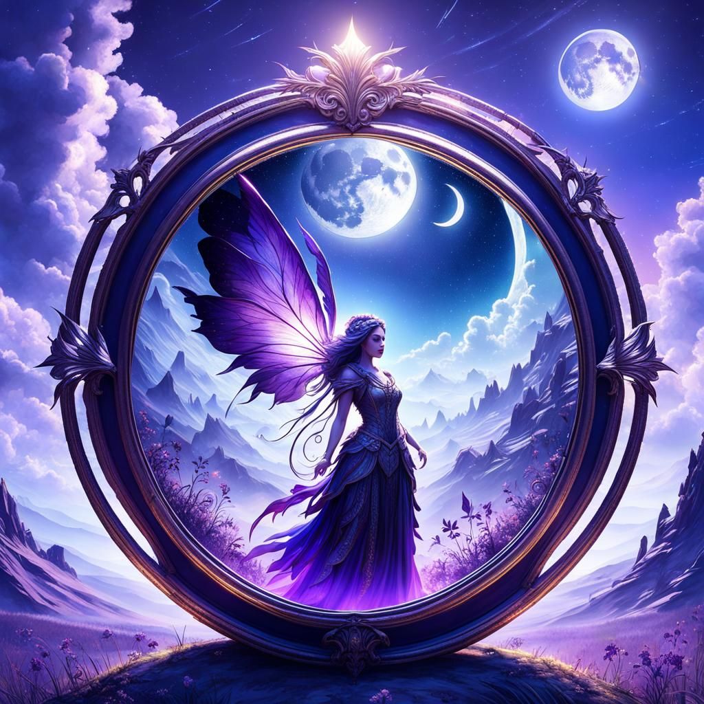 Fantasy Fairies Under Starry Steampunk Sky