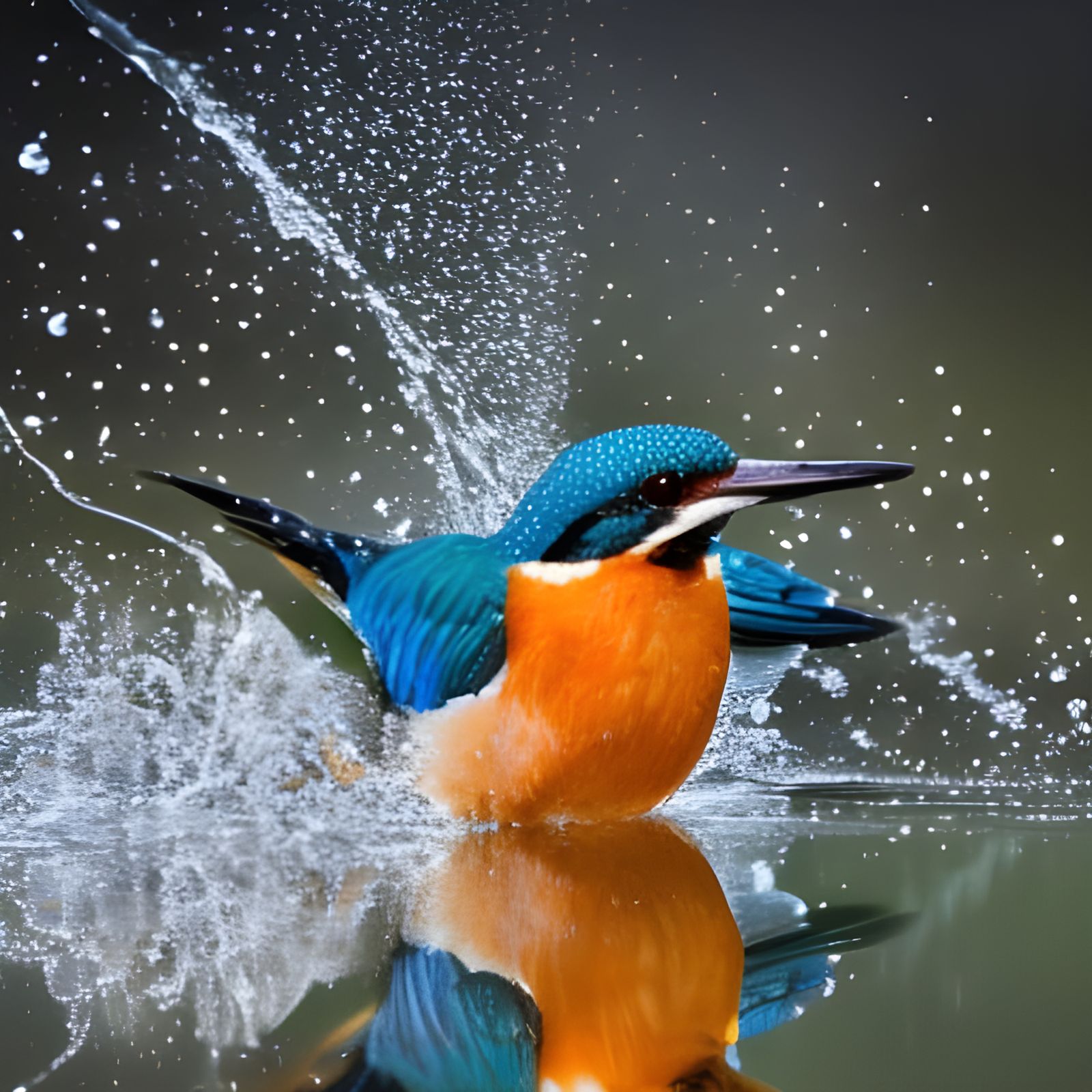 Kingfisher Bird Emerges from Water with Big Splash