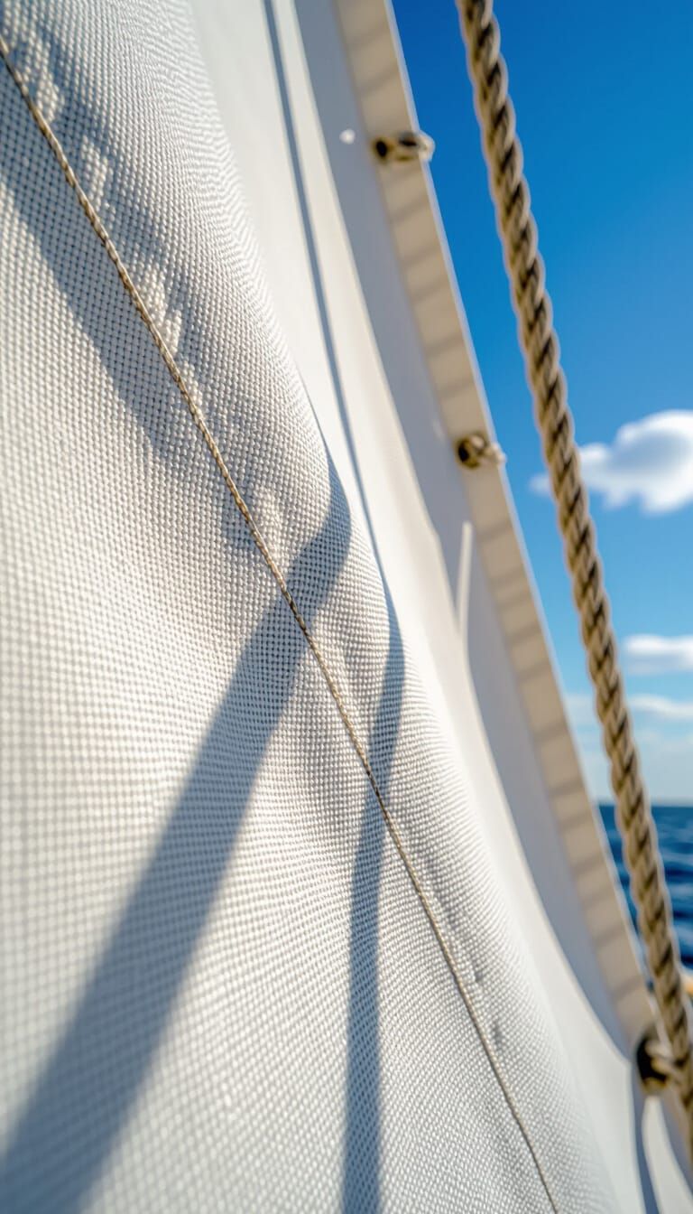 Hyperrealistic Sail Texture With Rope Shadow