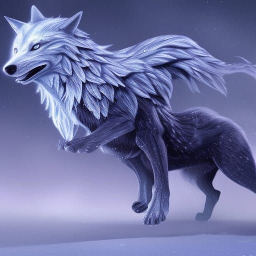 Iced Wolf Fantasy Concept Art in 8K
