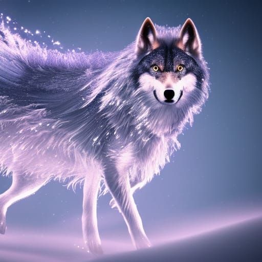 Icy Wolf Running: Detailed Fantasy Concept Art