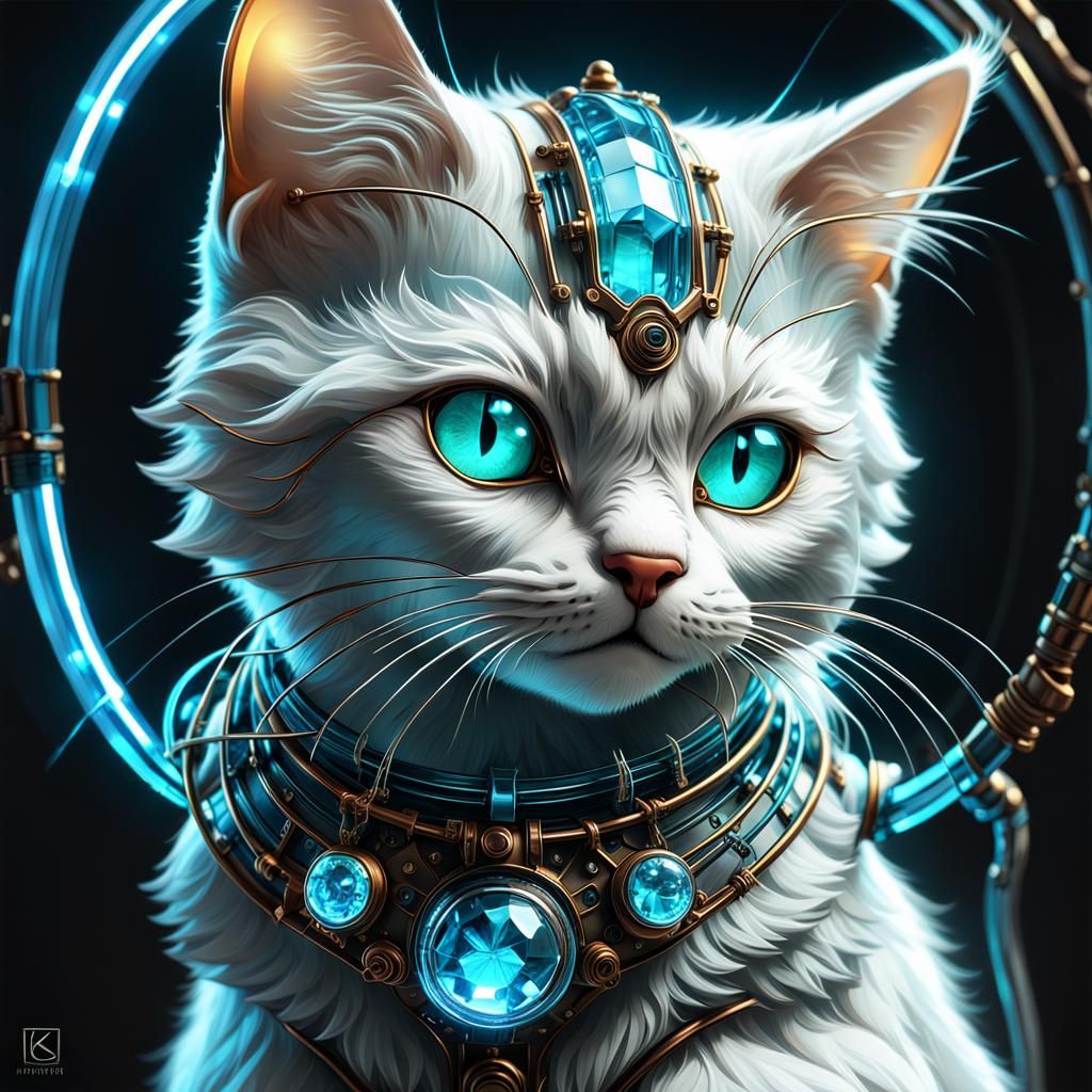 Futuristic Steampunk Baby Cat Portrait