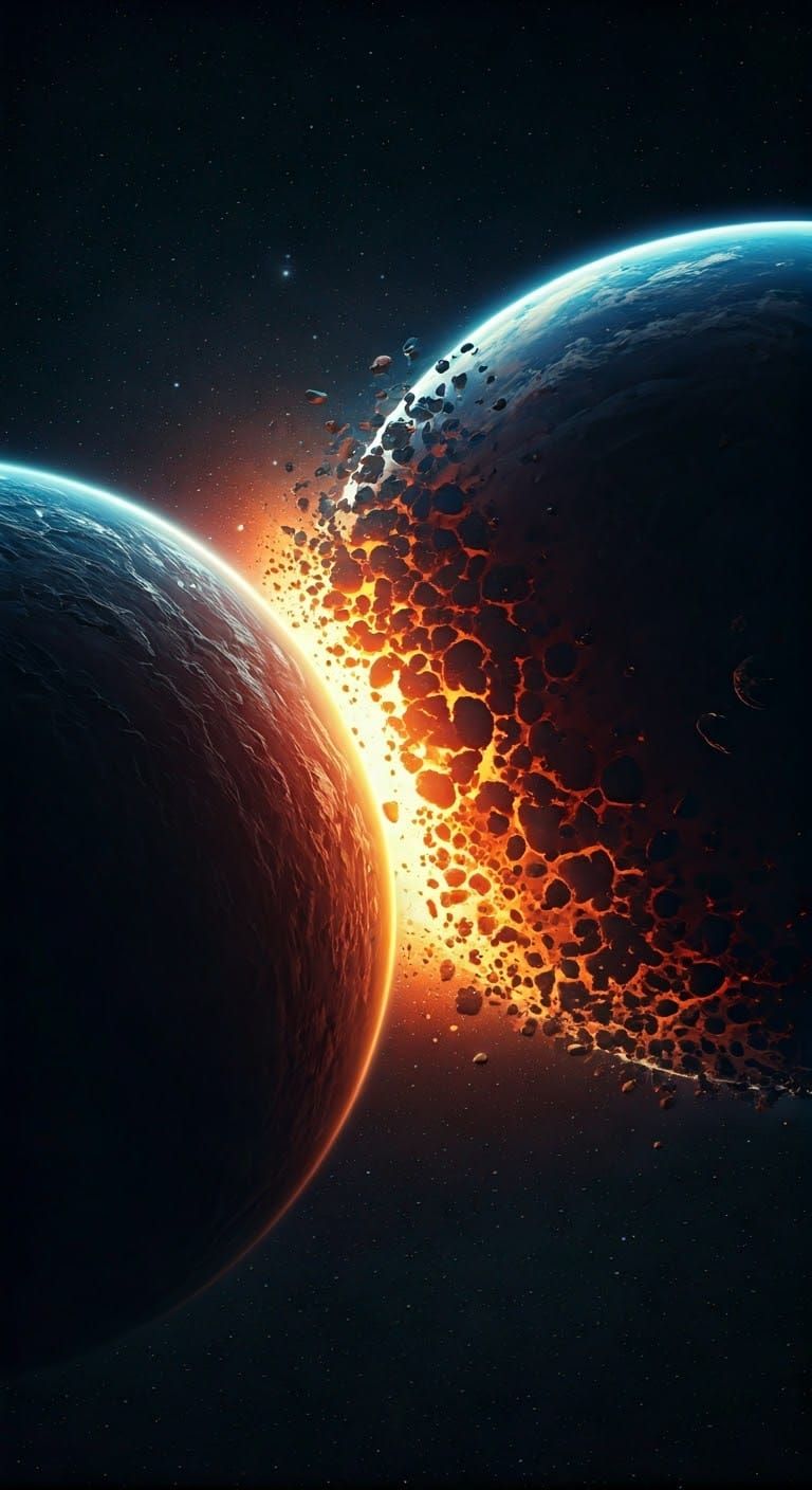 Cataclysmic Planetary Collision in Space