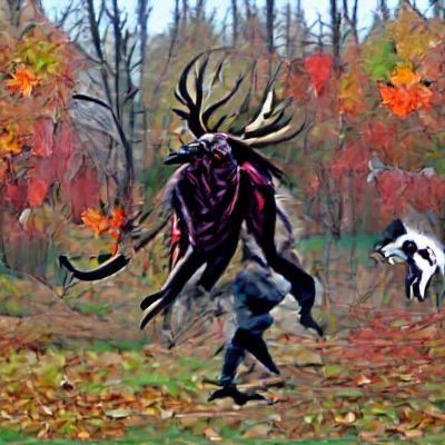 Hunting a Wendigo in Autumnal Forest
