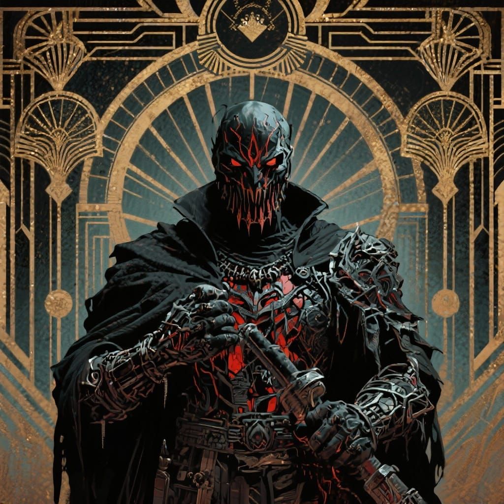 Grimdark Art Deco Style Fantasy Landscape