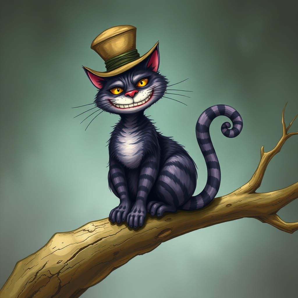 The Cheshire Cat Fades Away in Dreamlike Scene