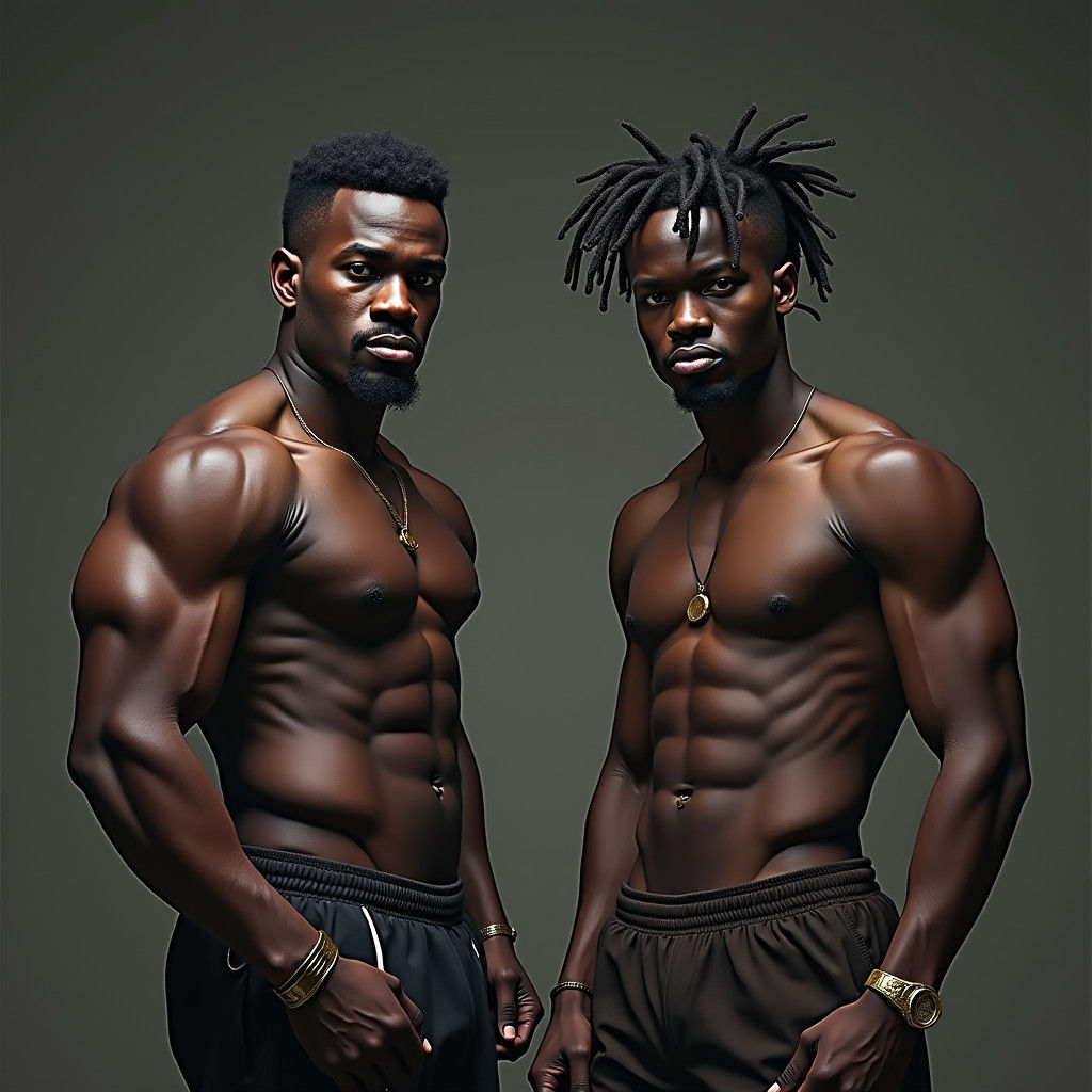 Two Stoic African Men in Gritty Realism Style