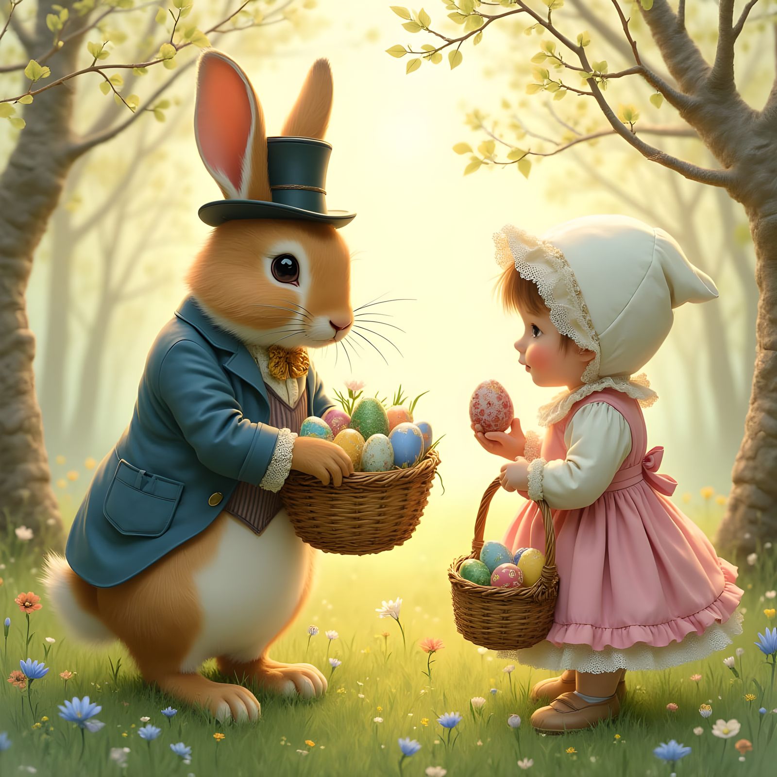 Vintage Easter Gathering in a Lush Meadow