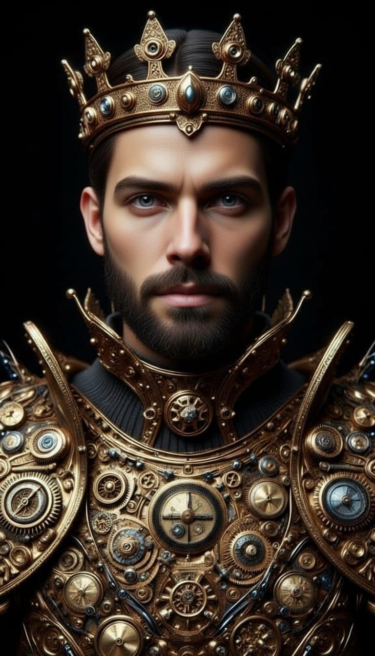 Steampunk Prince Charming in Detailed Gear Armor