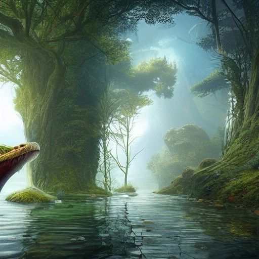 Prehistoric Landscape in Neo-Primitivism Style