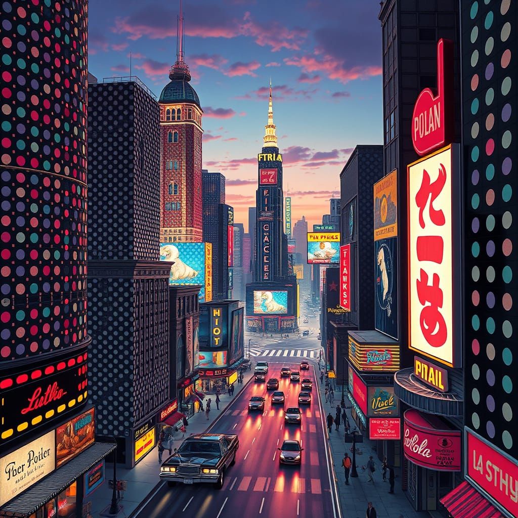 A retro-futuristic city