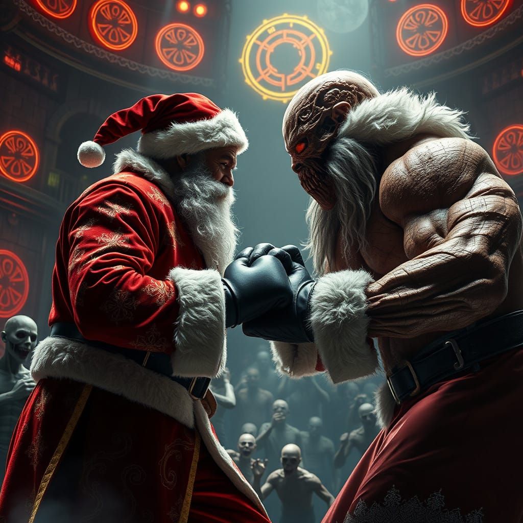 Traditional Santa Battles Monstrous Opponent in Epic Boxing...