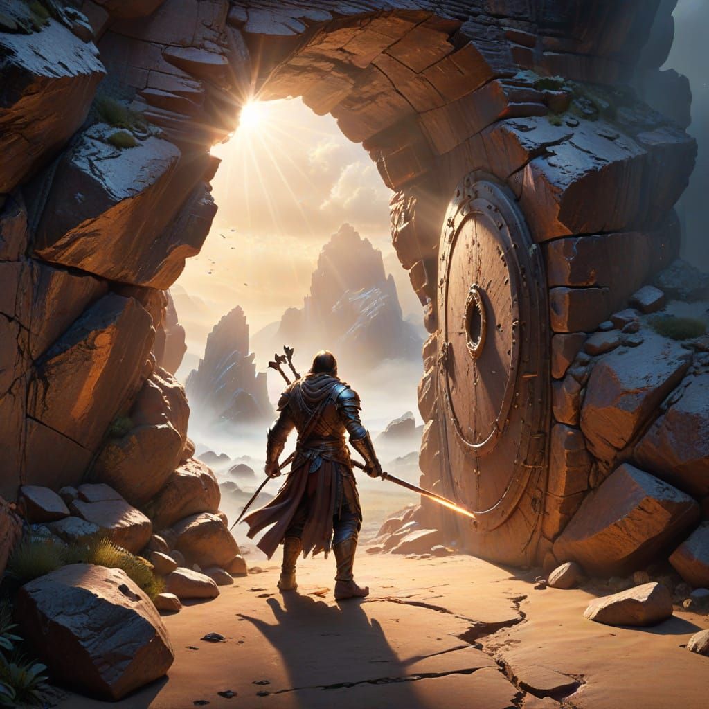 Ethereal Traveler Emerges Through Cosmic Keyhole in Realisti...