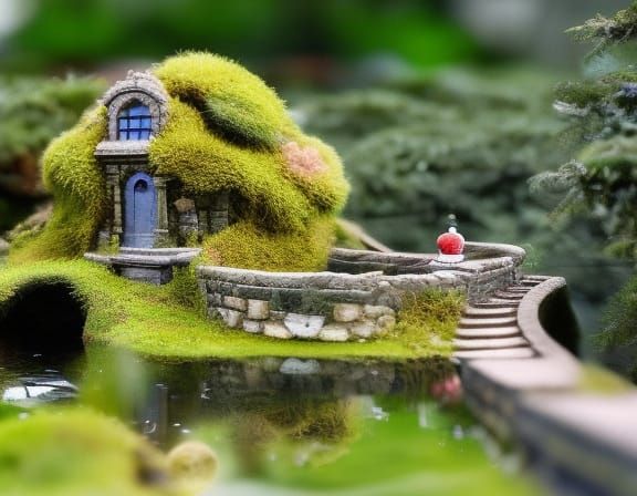 Enchanted Miniature Castle Overgrown with Flowers