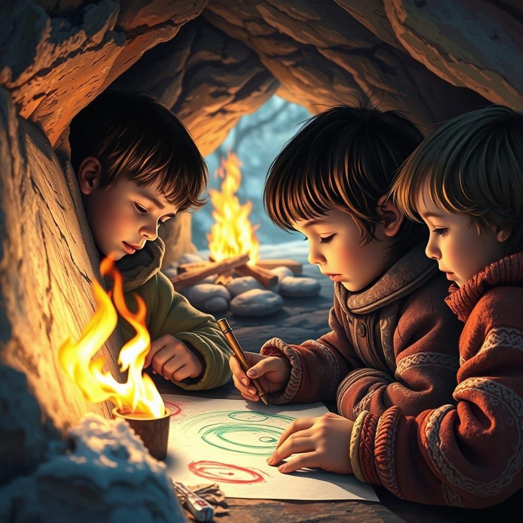 Children of Winter: Vibrant Cave Artistry