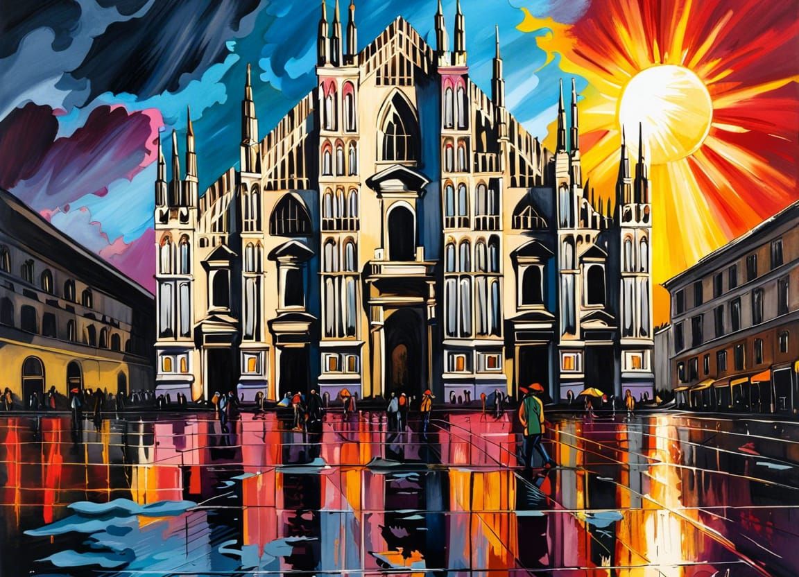 Duomo of Milan: Graffiti Art in Polychromatic Style