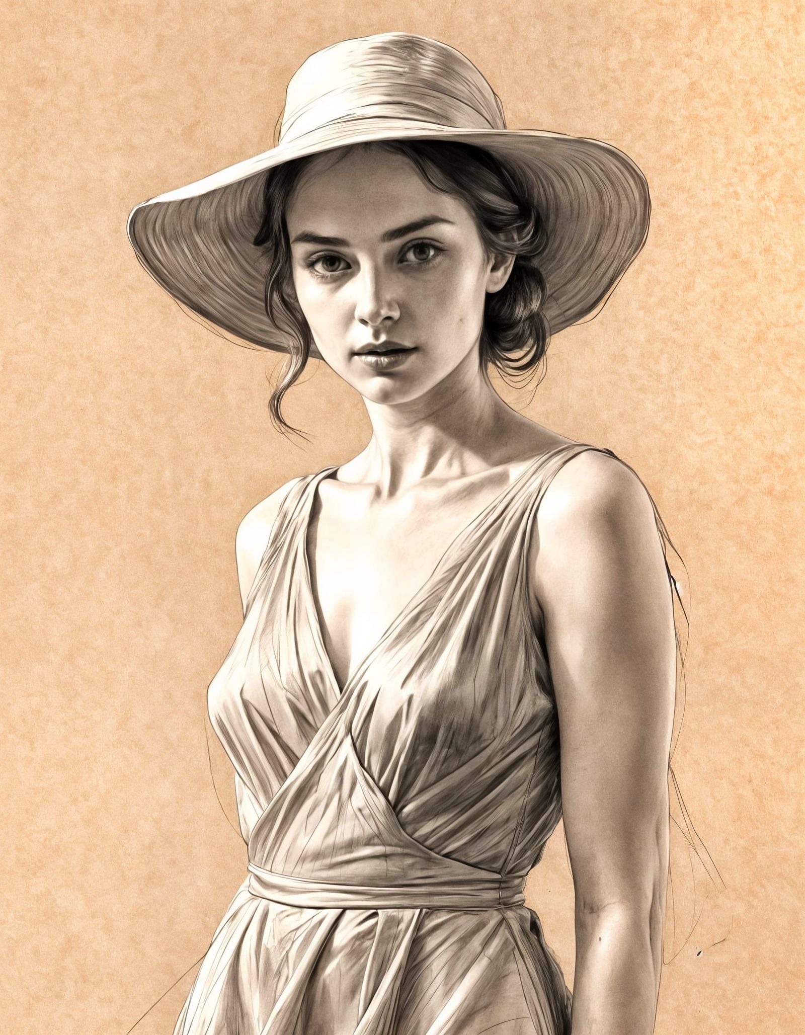 Minimalist Pencil Sketch of Female Form