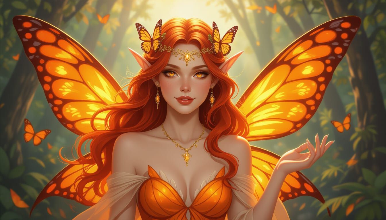 Luminous Fantasy Portrait of Faerie Zoey as The Orange Faeri...