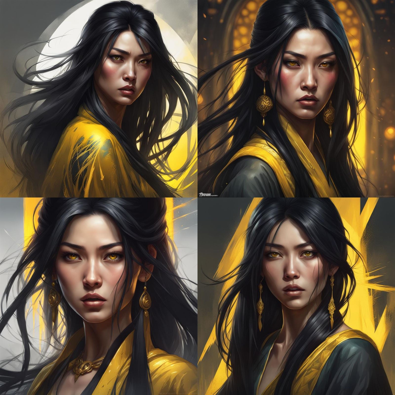 Dangerous Woman with Glowing Eyes, Hyperdetailed Portrait