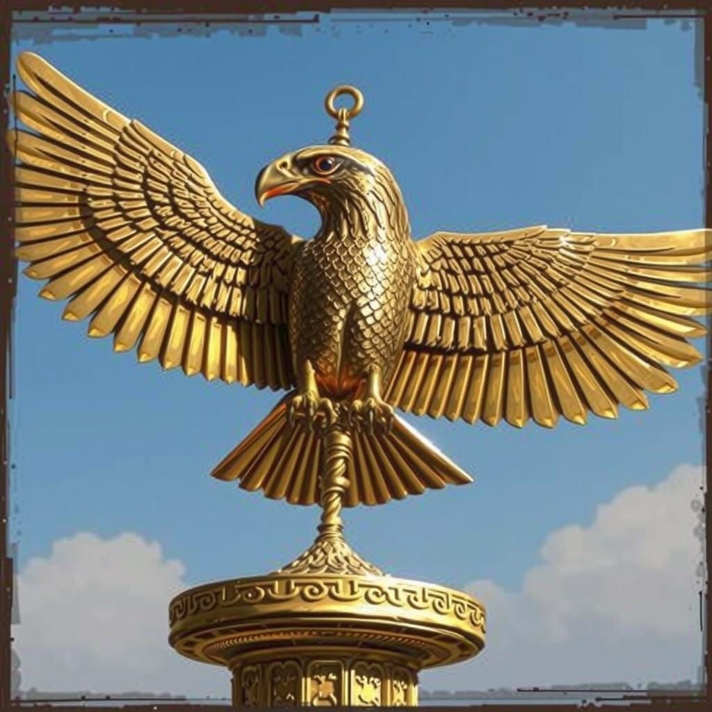 Golden Falcon Perched Atop Tower of David