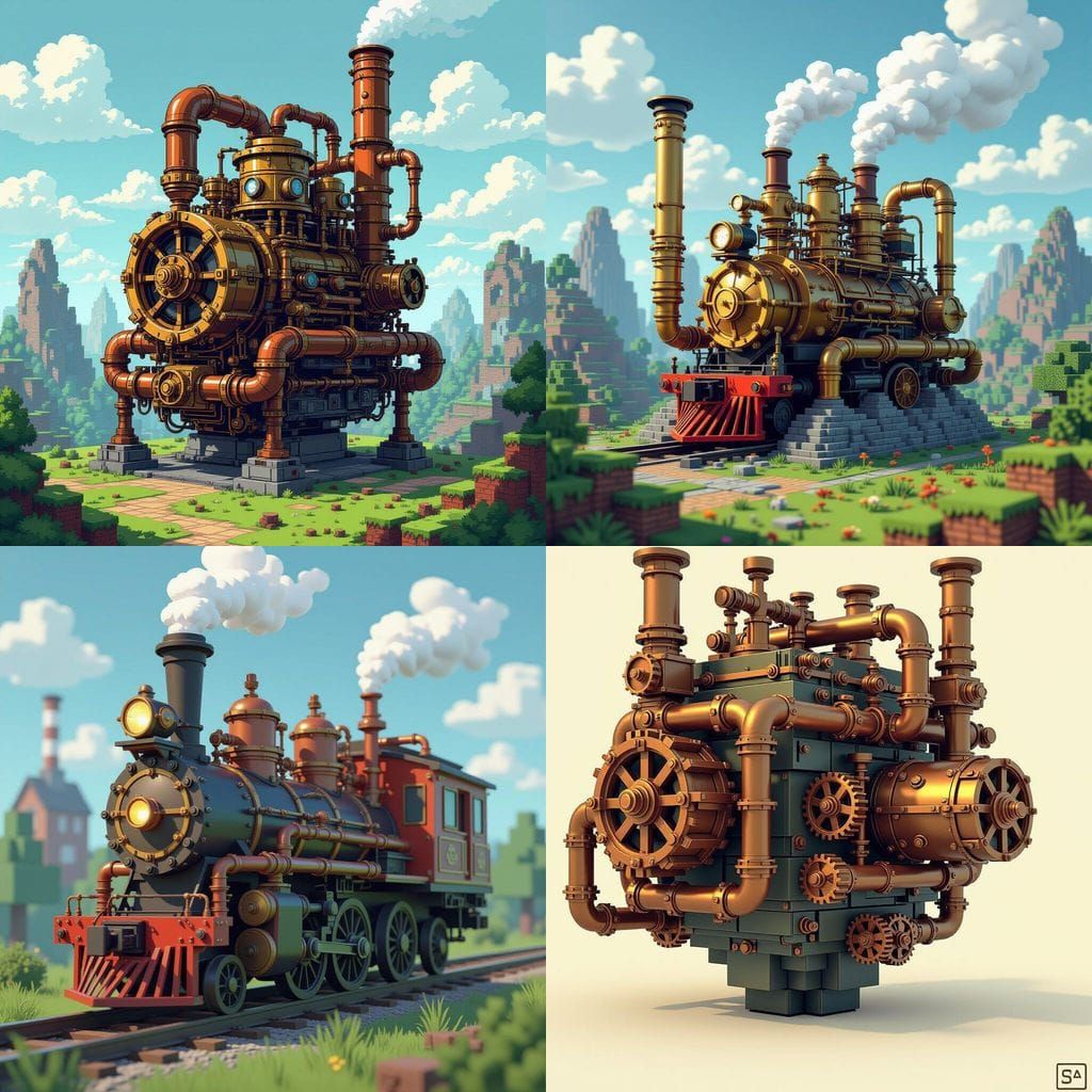 Steampunk Engine in Minecraft Style