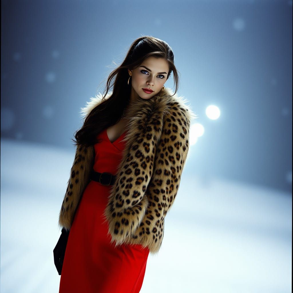 Ethereal Snow Leopard Goddess in Cinematic Beauty