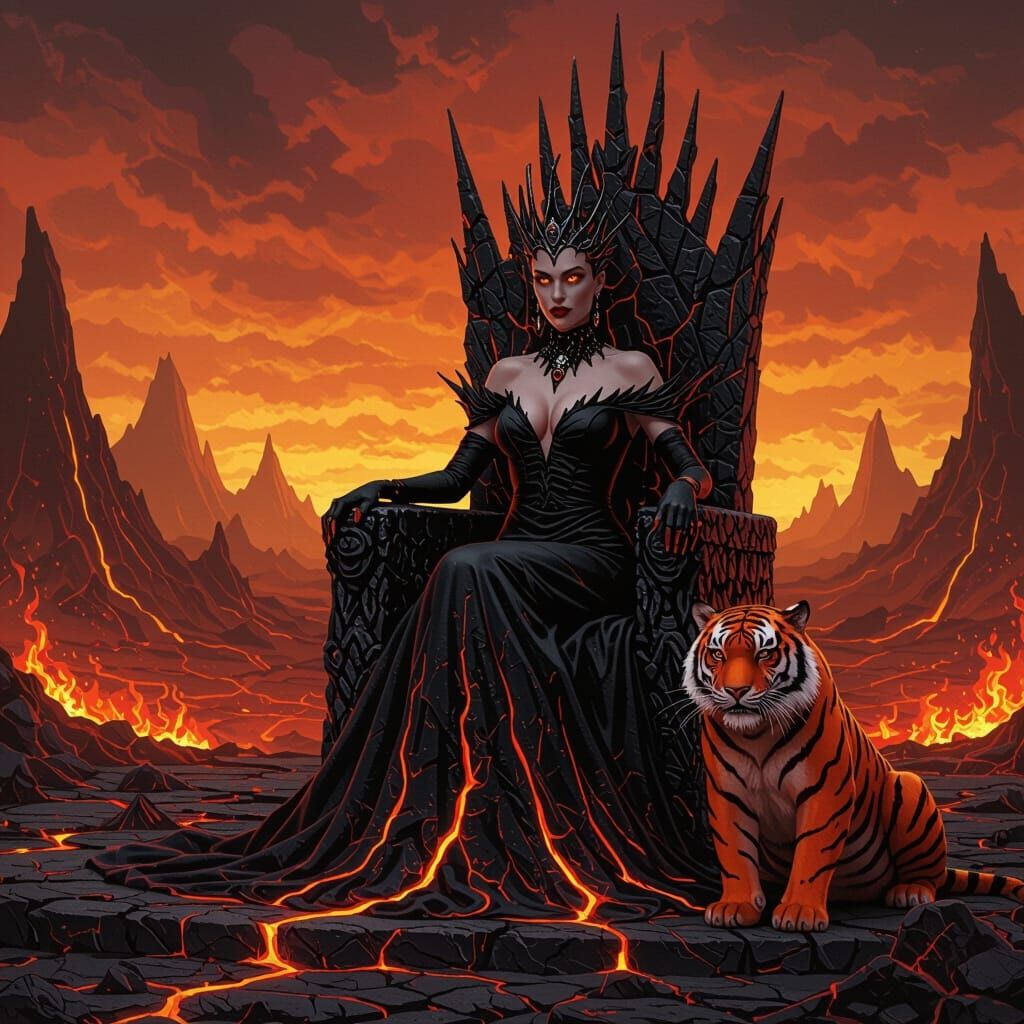 Evil Lava Queen with Lava Tiger Pet