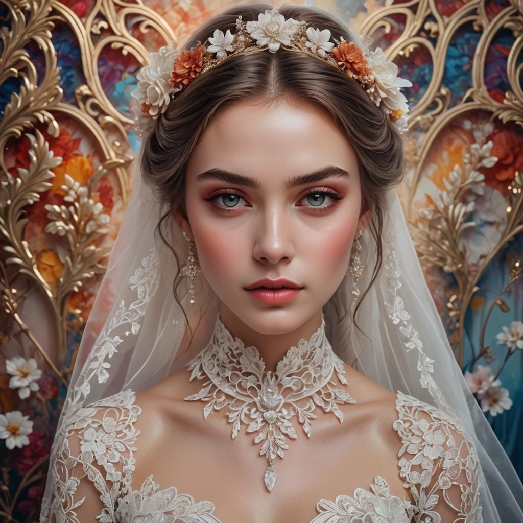 Beautiful Bride Portrait in Fantasy Concept Art Style