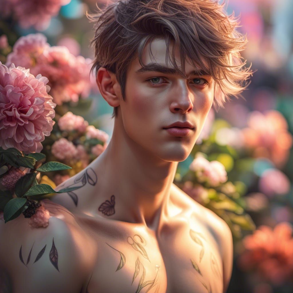 Floral Man: Hyperdetailed Digital Portrait