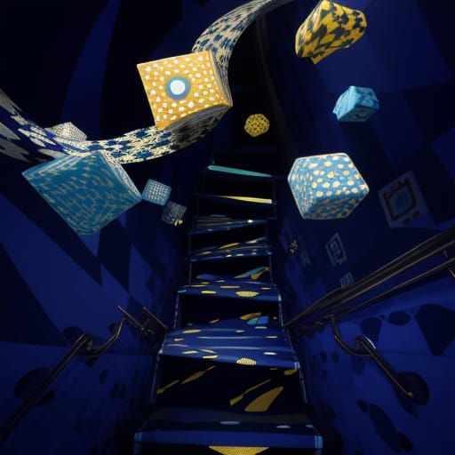 Geometric Tessellation Pattern in Blue and Beige