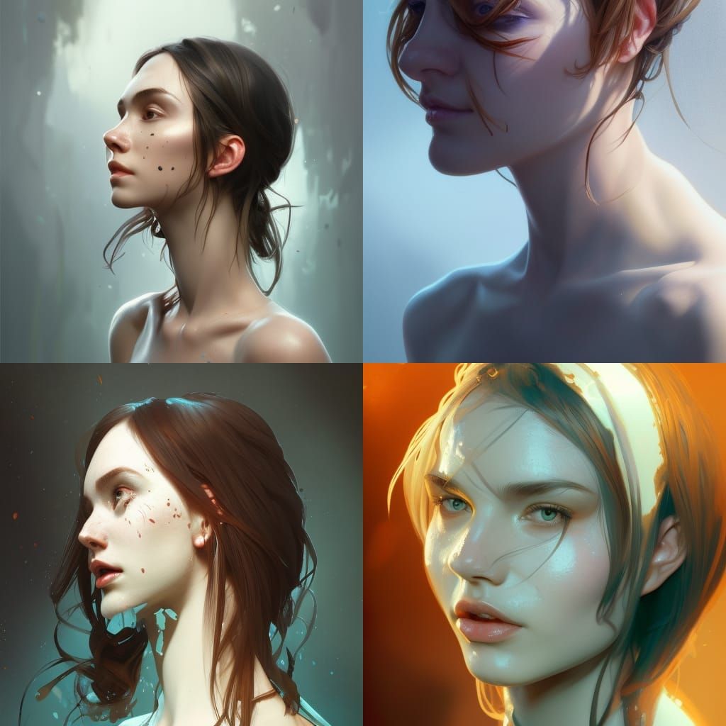 Detailed Portrait with Dynamic Lighting in Art Nouveau Style
