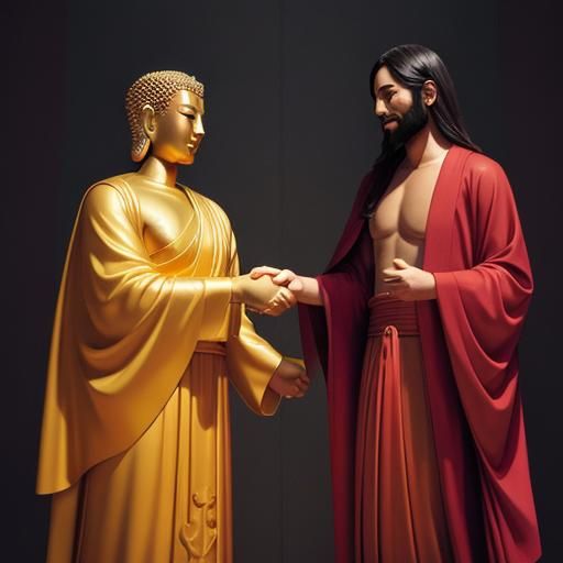 Buddha and Jesus Handshake: A Meeting of Faiths