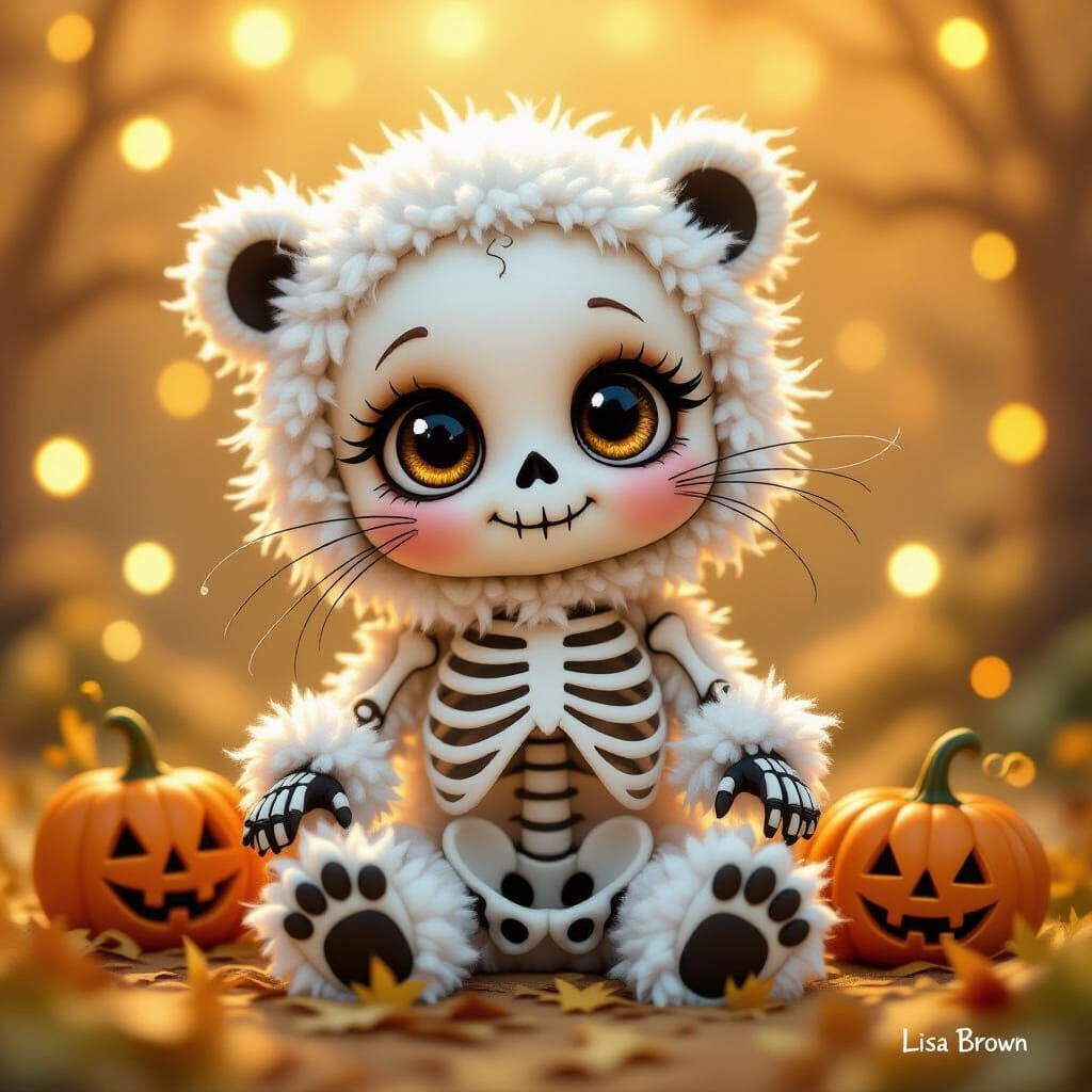 Cute Baby Halloween Skeleton with Fluffy Coat
