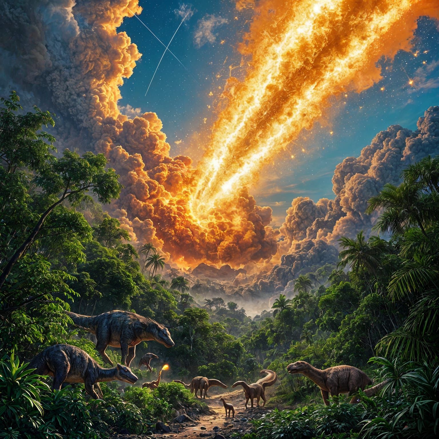 Dinosaurs Witness Apocalyptic Meteor Impact