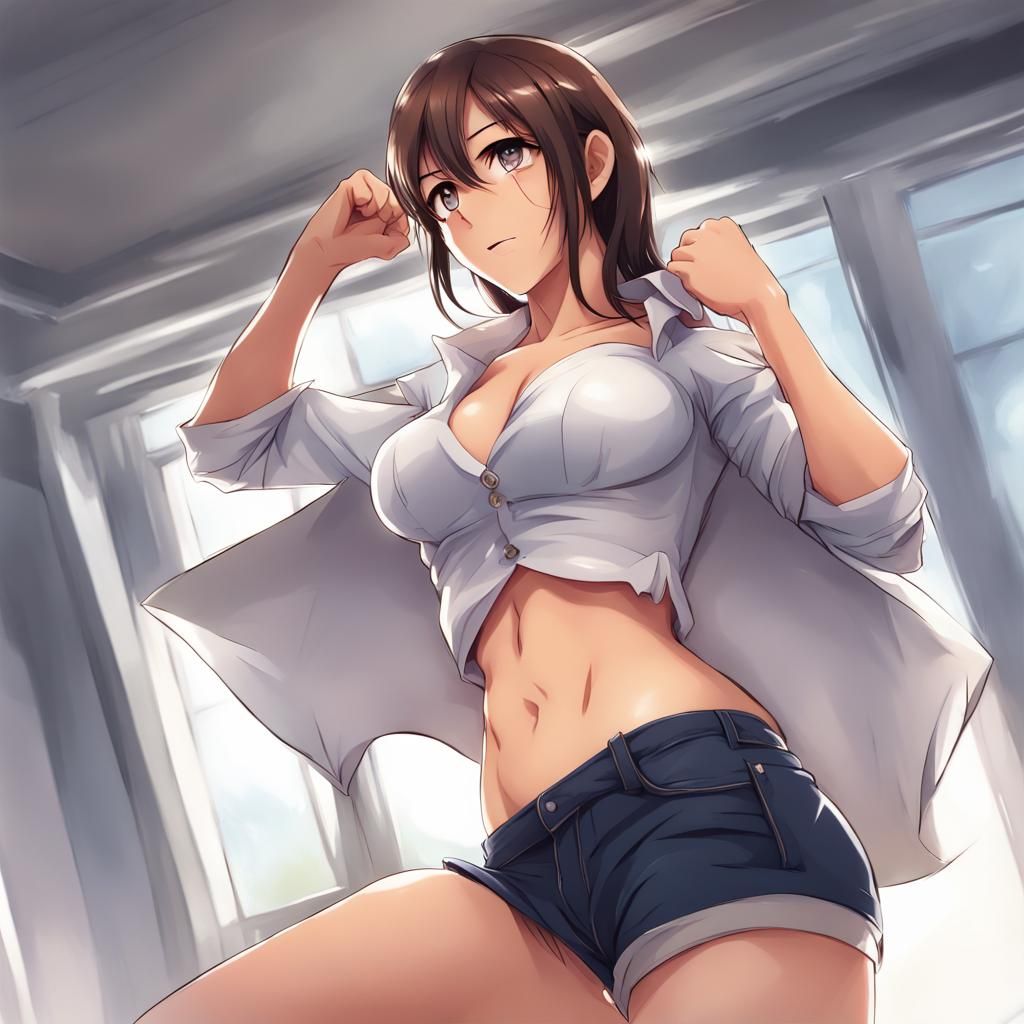 Anime Style Woman Reveals Abs