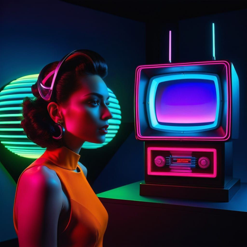 Retro Futuristic Telephone Console in Hyperdetailed Geometri...