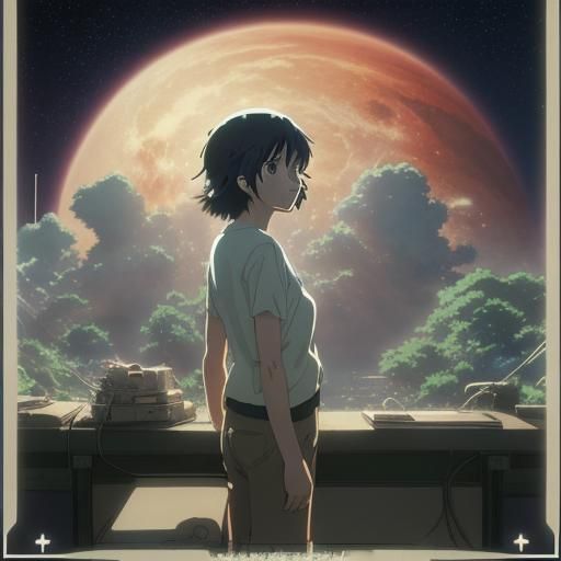 Planet Sinking into Star: Ghibli Anime Key Visual