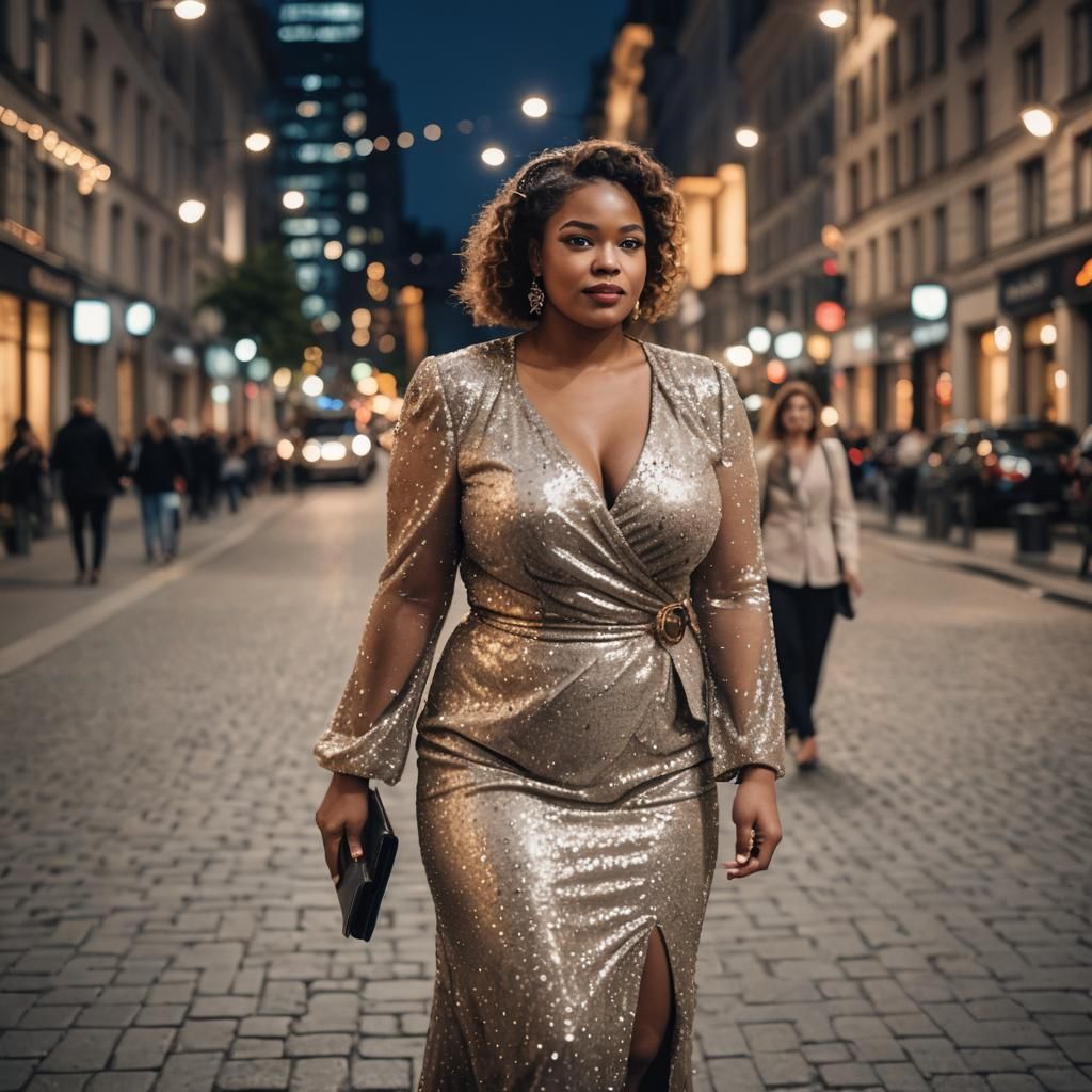 Elegant Woman Attends Gala in City, Professional Photography