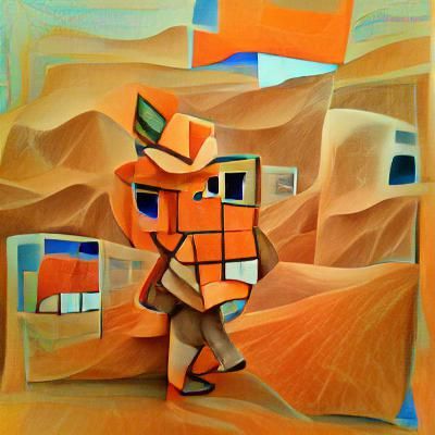 Cubist Orange Desert Landscape