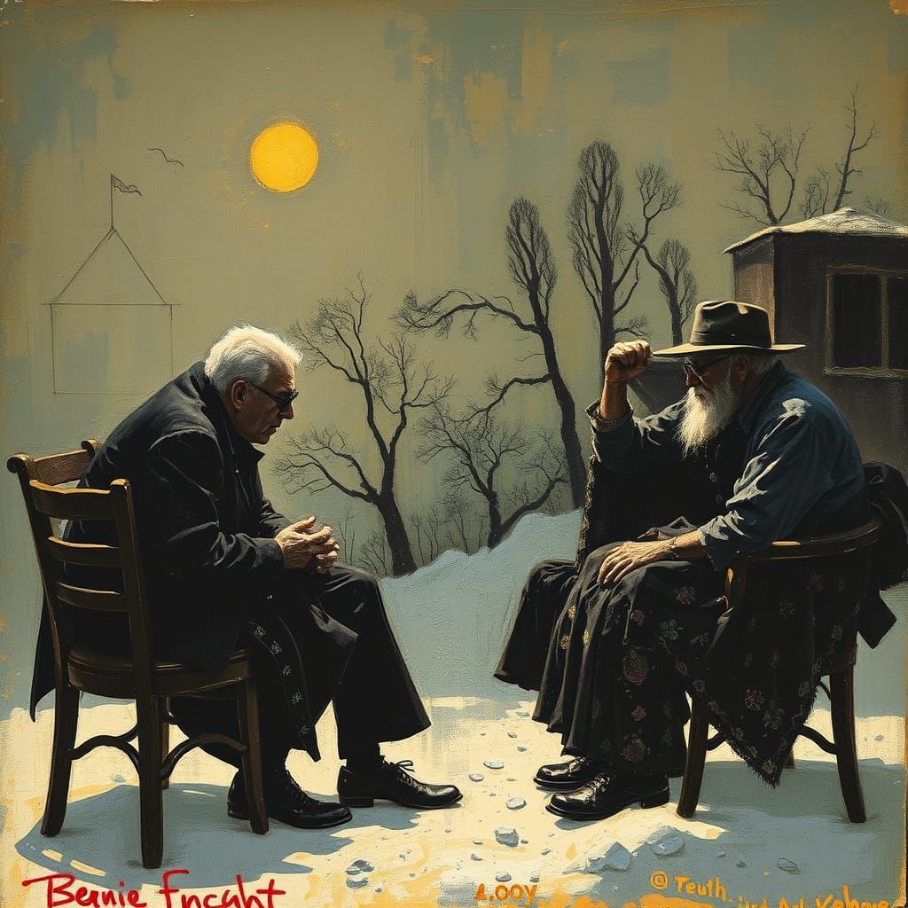 A Moody Late Night Gathering in Watercolor Style