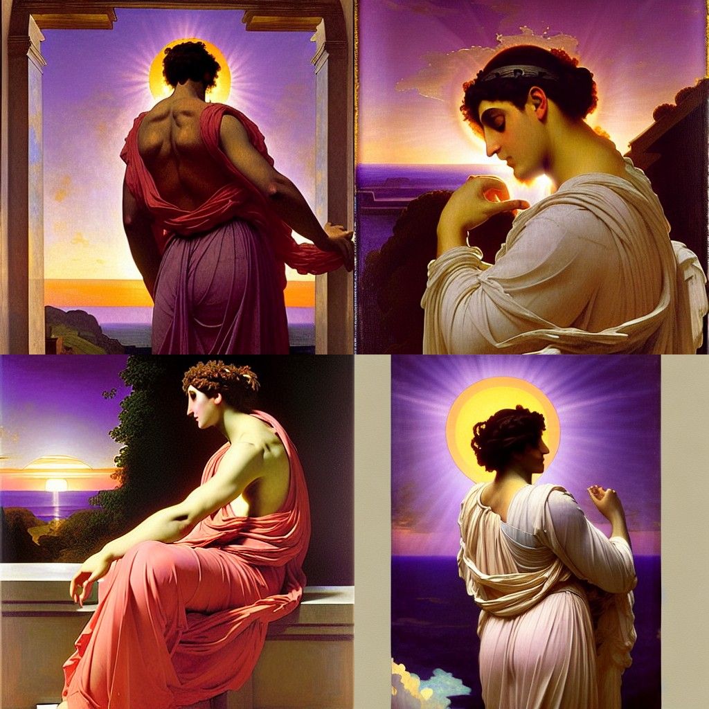 Man Gazing at Sun in Classical Style